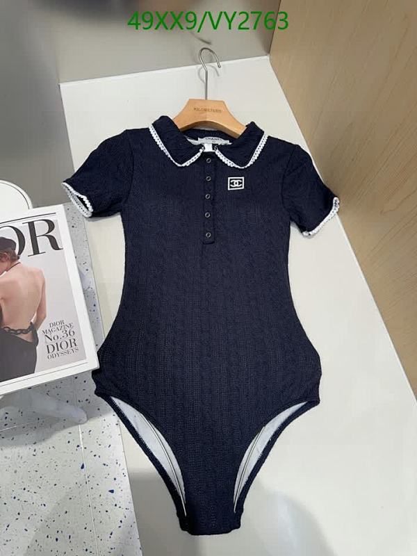 Chanel Women's Elegant Short Sleeve Swimsuit - Classic Design with Polo Collar