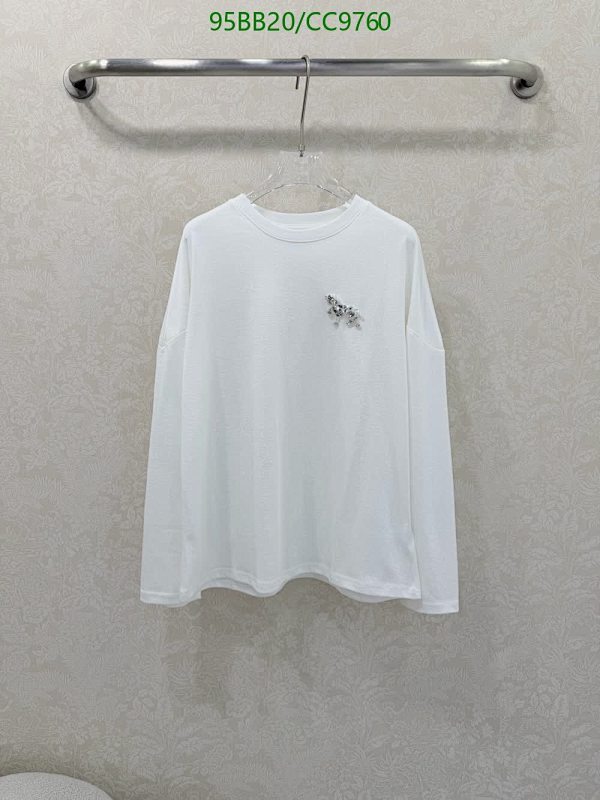Miu Miu Cotton Long Sleeve T-Shirt with Embellishment