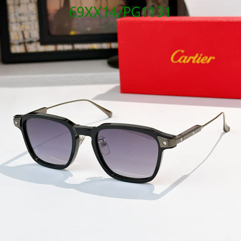 Cartier Rectangular Sunglasses for Men - Black Frame with Gradient Lenses