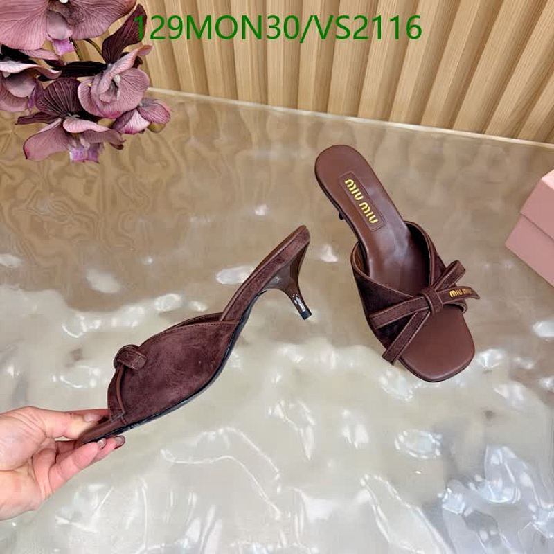 Miu Miu Women's VS2116 Bow-Detail Kitten Heel Mules - Brown Suede