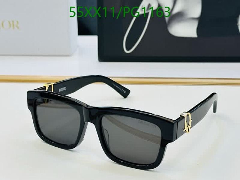 Dior "CD" Logo Square Sunglasses - Black & Gold
