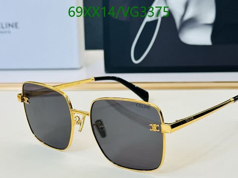 Celine Women's Square Frame Sunglasses with Gold Metal Details, VG3375