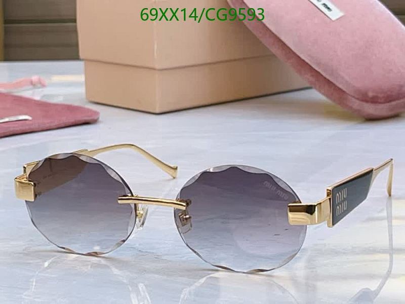 Miu Miu Round Rimless Gradient Lens Sunglasses Gold Frame CG9593