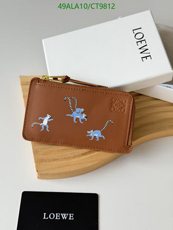 Loewe "Lemurs" Brown Cowhide Zip Around Wallet - Compact & Stylish