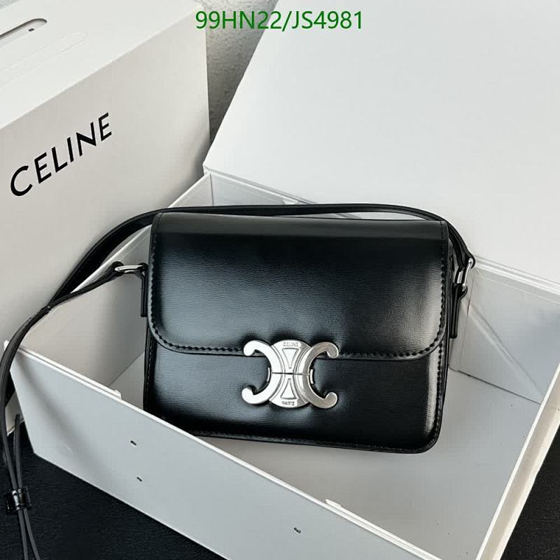 Celine Triomphe Shoulder Bag in Supple Calfskin Leather - Elegant Black Design