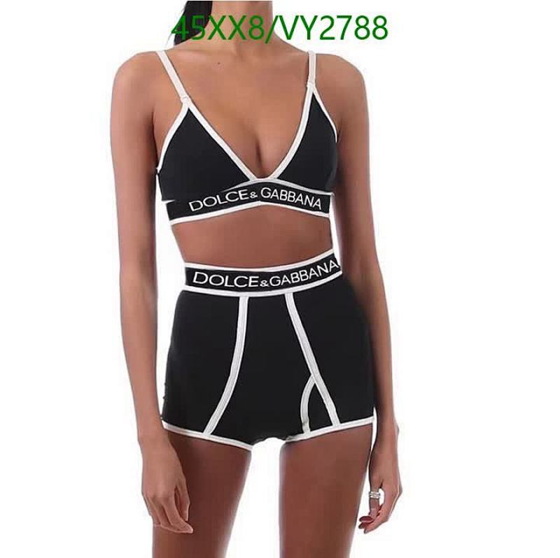 Dolce & Gabbana Women's Black & White Logo Band Bralette and Shorts Swimsuit