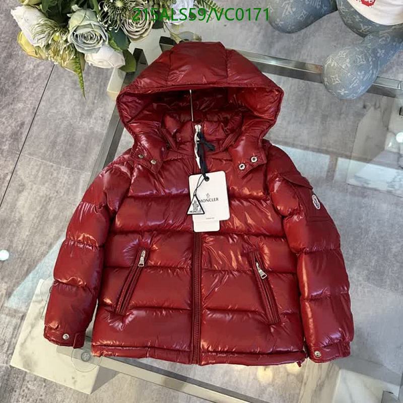 Moncler Kids Red Goose Down Puffer Jacket with Hood