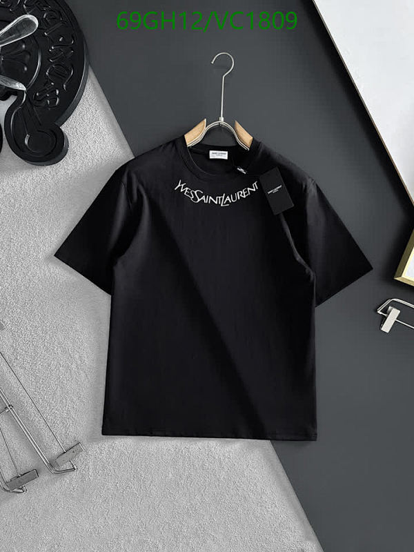 Yves Saint Laurent Men's Cotton Logo T-Shirt - Short Sleeve Crew Neck Top