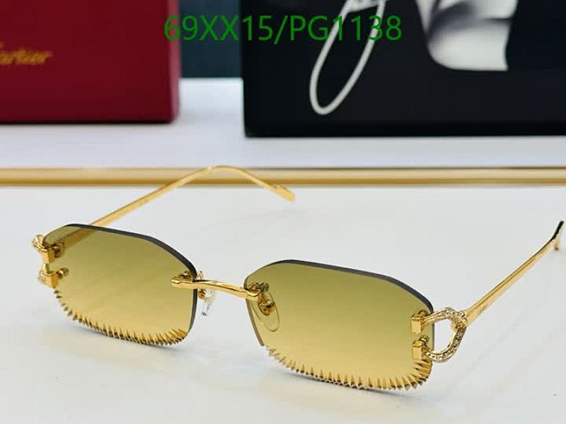Cartier Rimless Oval Sunglasses with Gold Finish and Crystal Accents