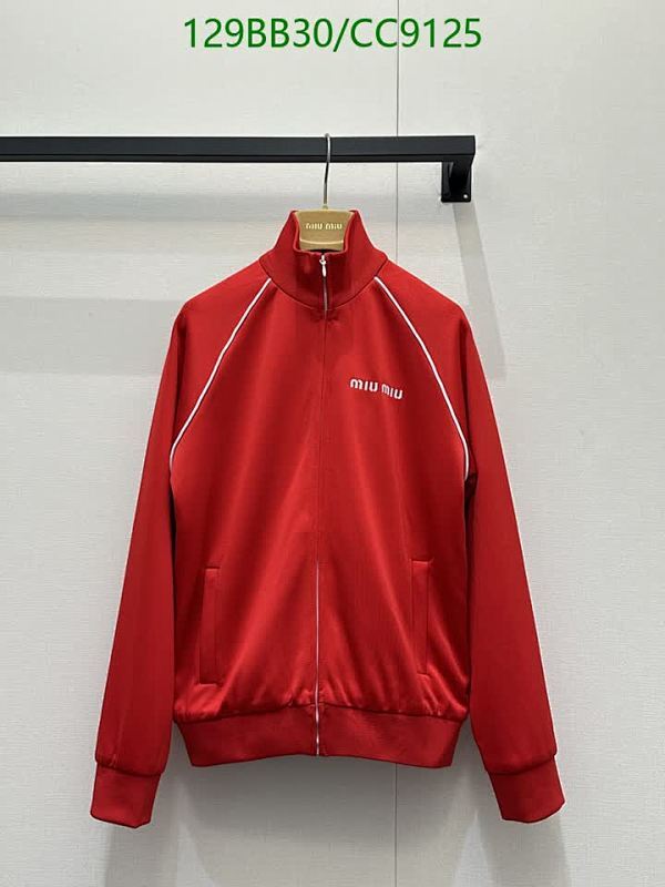 Miu Miu Red Knitted Track Jacket with White Stripe Detail - Stylish Outerwear