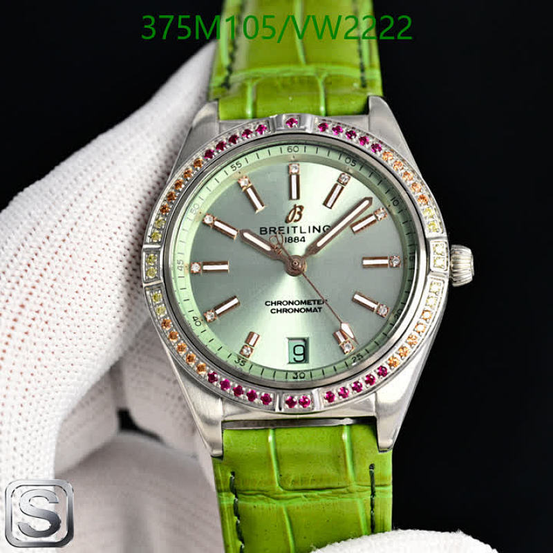 Breitling Chronometer Chronomat Watch - Steel Case, Green Alligator Strap