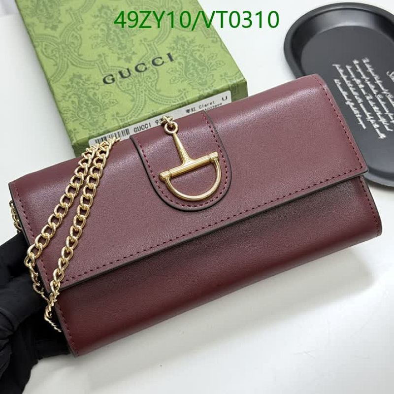 Gucci Dionysus Leather Wallet with Chain - Elegant Claret Red Cowhide