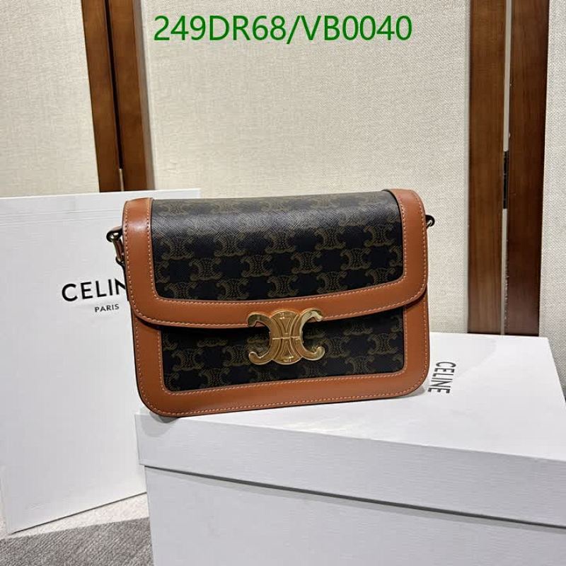 Celine Triomphe Shoulder Bag in Canvas and Calfskin
