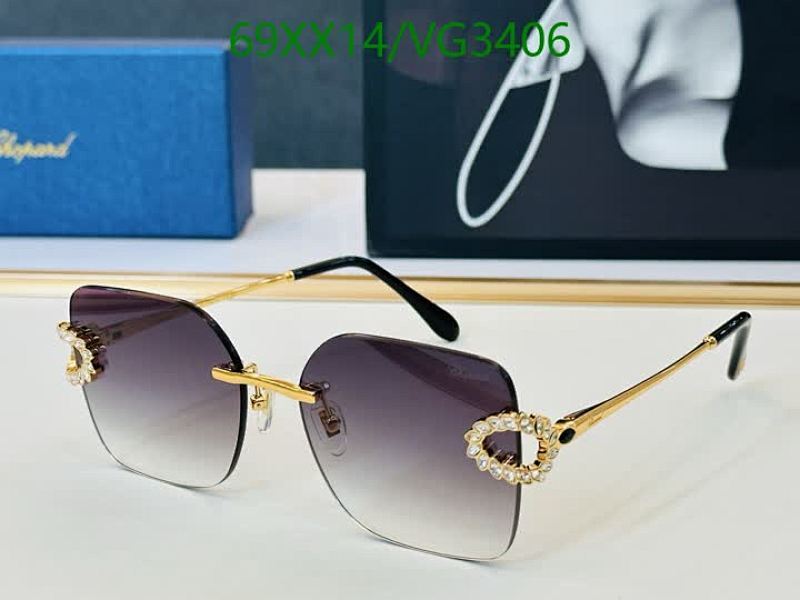 Chopard Rimless Square Gradient Sunglasses with Crystal Embellishments