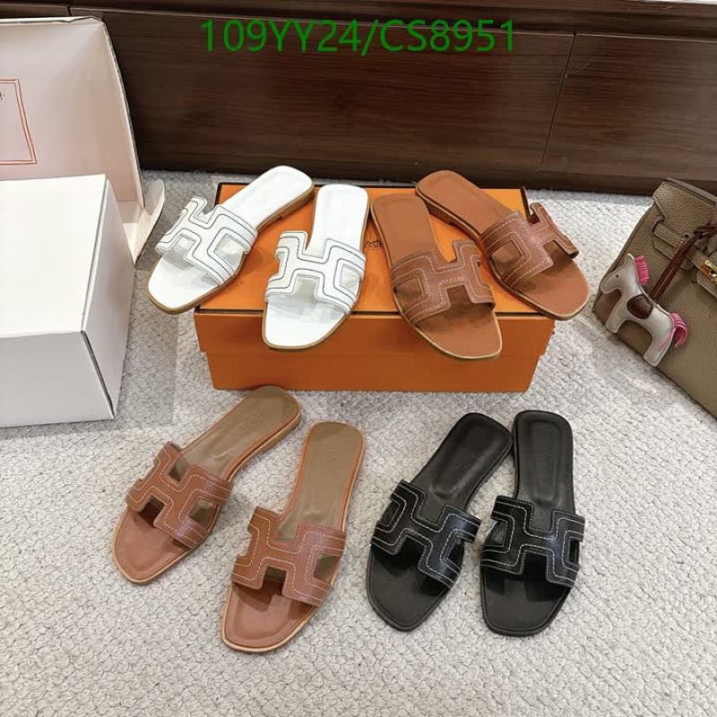 Hermes Women's H-Design Leather Slide Sandals