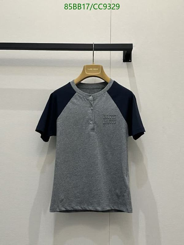Miu Miu Cotton Henley T-Shirt with Contrast Sleeves