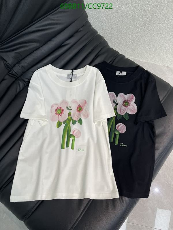 Dior Women's Cotton Graphic T-Shirt - White & Black Floral Print