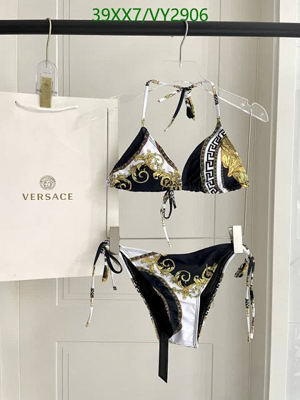 Products 10 Versace Baroque Print Triangle Bikini Set - Elegant Halterneck Swimwear
