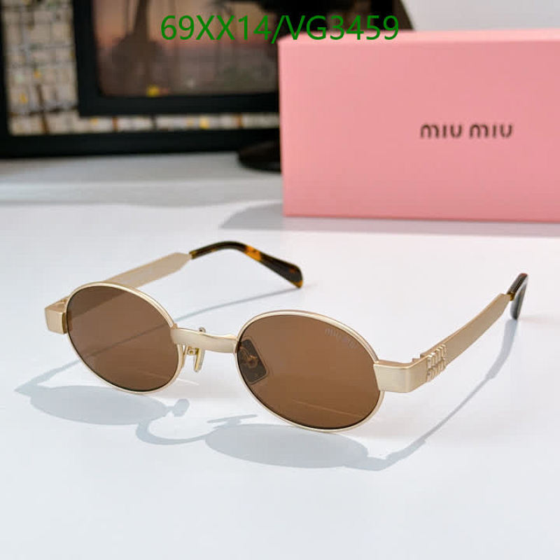Miu Miu VG3459 Gold Oval Sunglasses with Brown Lenses - Stylish & Chic