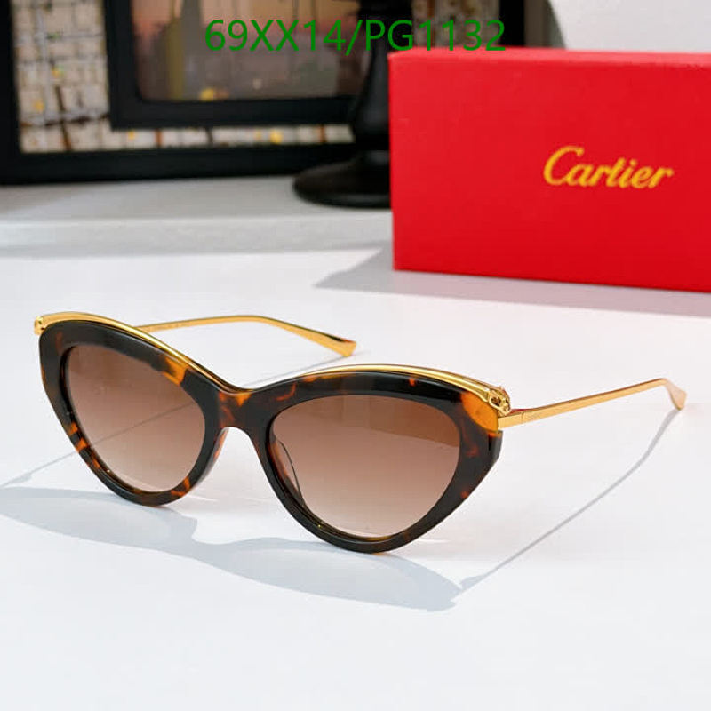 Cartier Cat-Eye Sunglasses Tortoiseshell Frame Brown Gradient Lenses