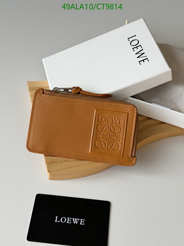 Loewe Anagram Coin Cardholder in Tan Calfskin Leather