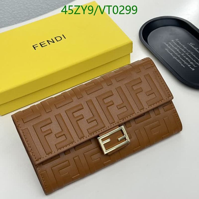 Fendi Embossed FF Logo Leather Wallet - Brown