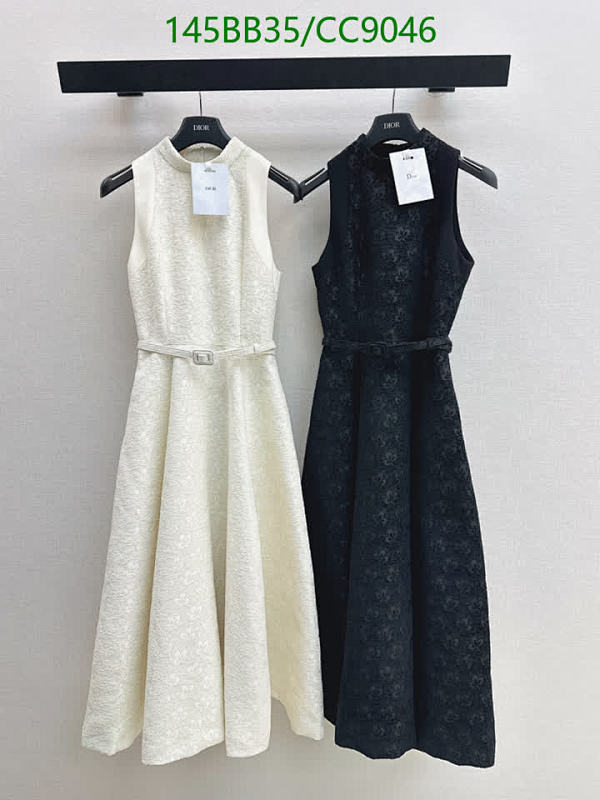 Dior Women's Sleeveless Belted Midi Dress - Elegant Cotton Blend