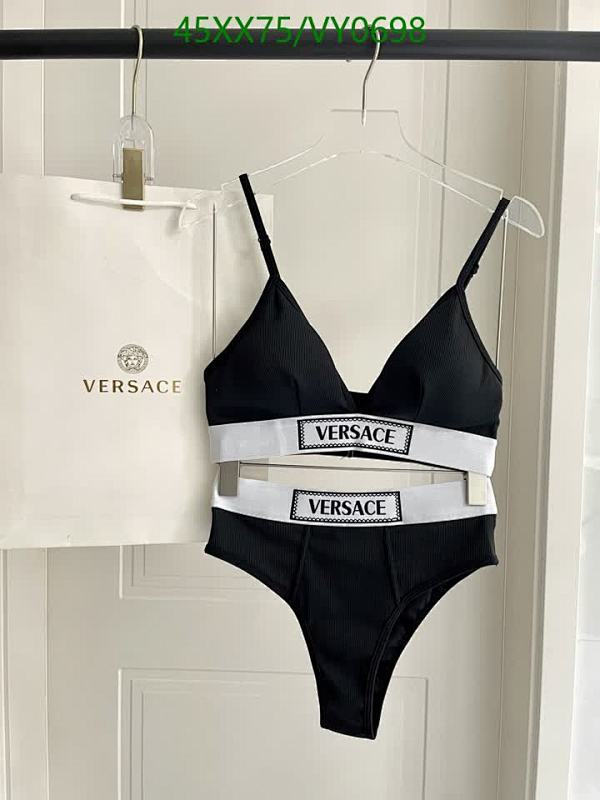 Versace Women's Ribbed Bikini Set with Logo Band - Stylish & Comfortable Swimwear