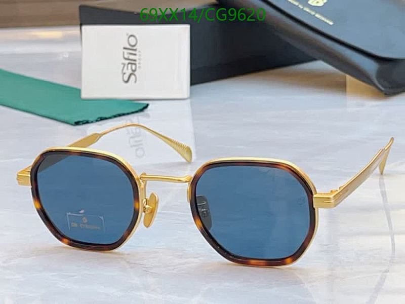 David Beckham Octagonal Sunglasses - Tortoiseshell & Gold Frame with Blue Lenses