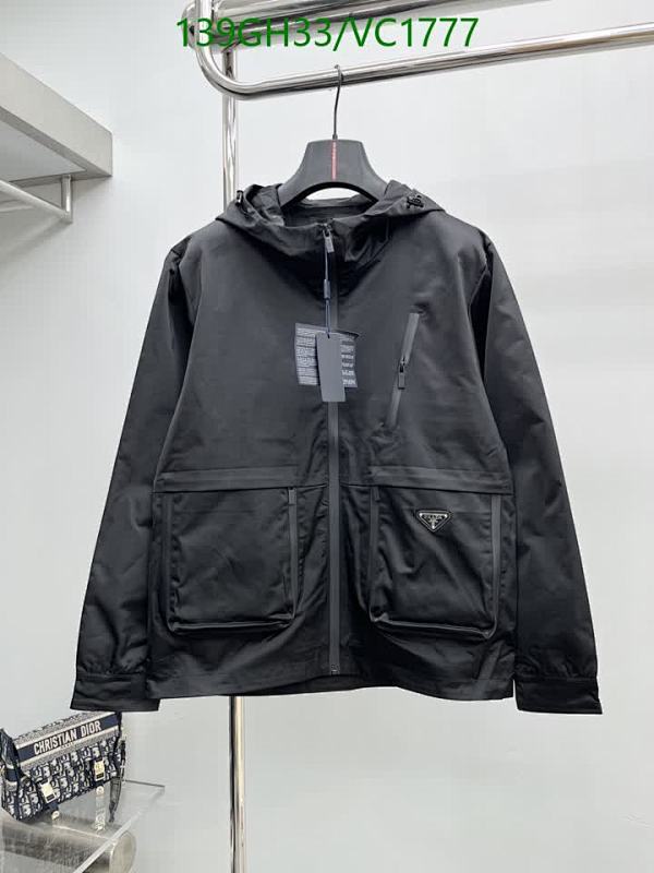 Prada Men's Stylish Black Hooded Windbreaker Jacket - Polyester Nylon Blend