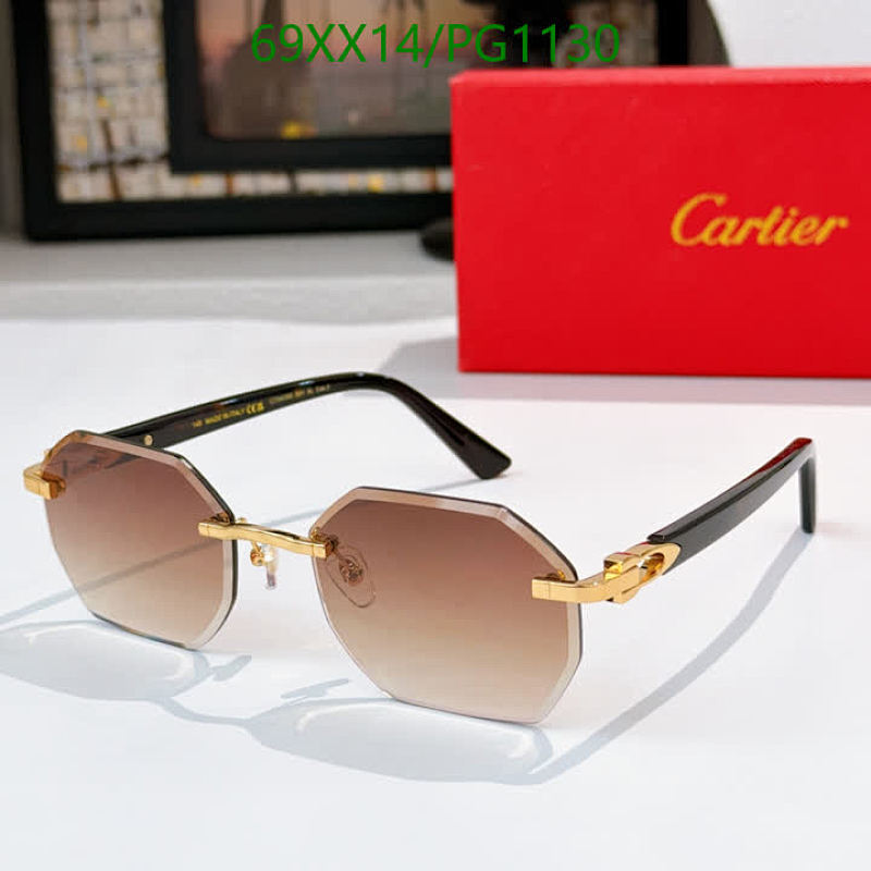 Cartier Rimless Octagonal Gradient Lens Sunglasses Gold/Black