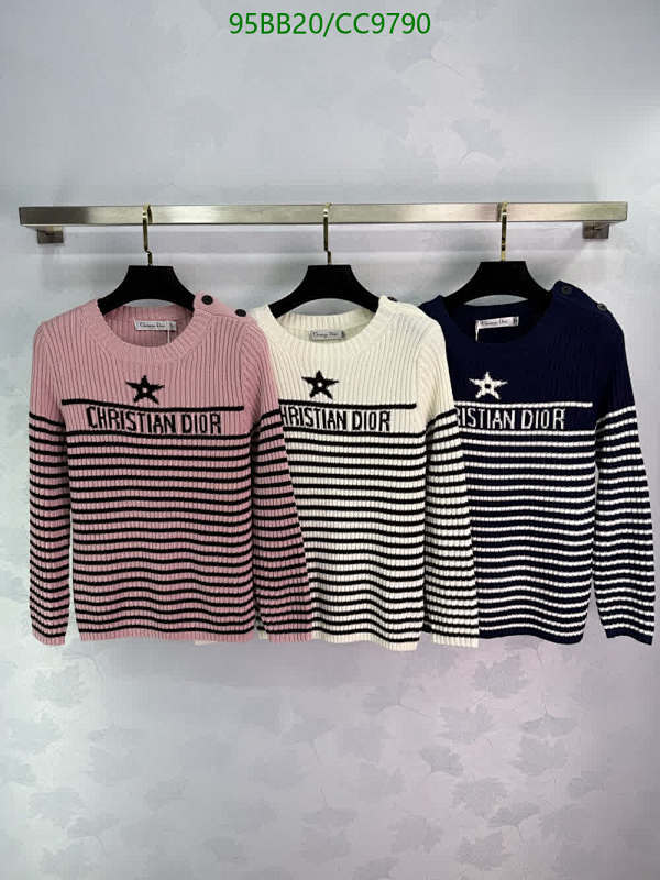 Dior Christian Dior Striped Wool Knit Sweater - Pink, White, Navy