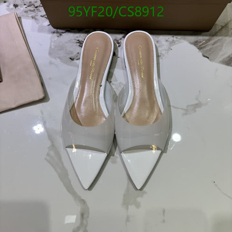 Gianvito Rossi Women's White Sheepskin & Cowhide Pointed Toe Mule Shoes