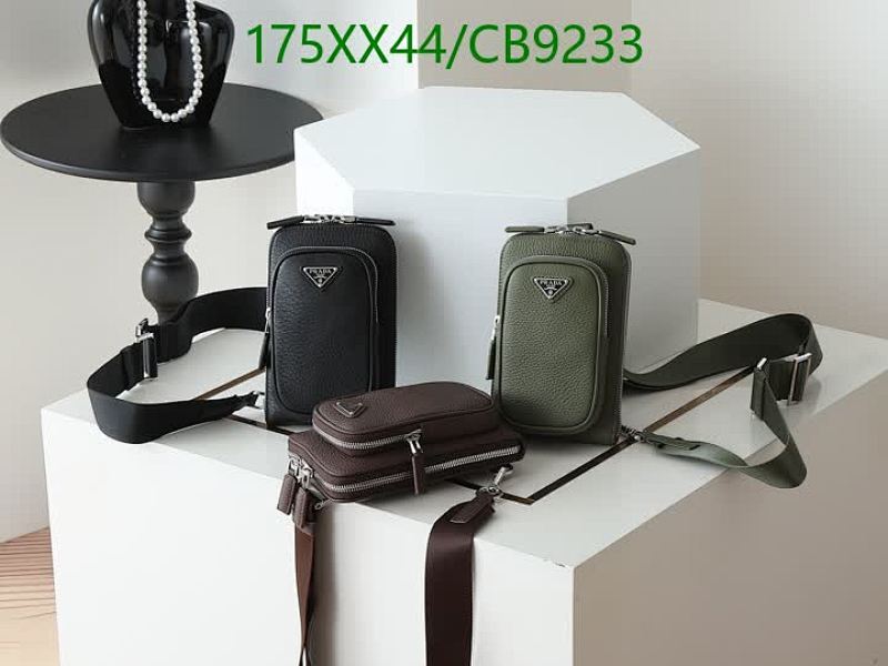 Prada Men's Leather Crossbody Bag - Black, Olive Green & Brown