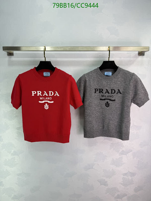 Prada Knitted Short Sleeve T-Shirt - Red & Grey Options