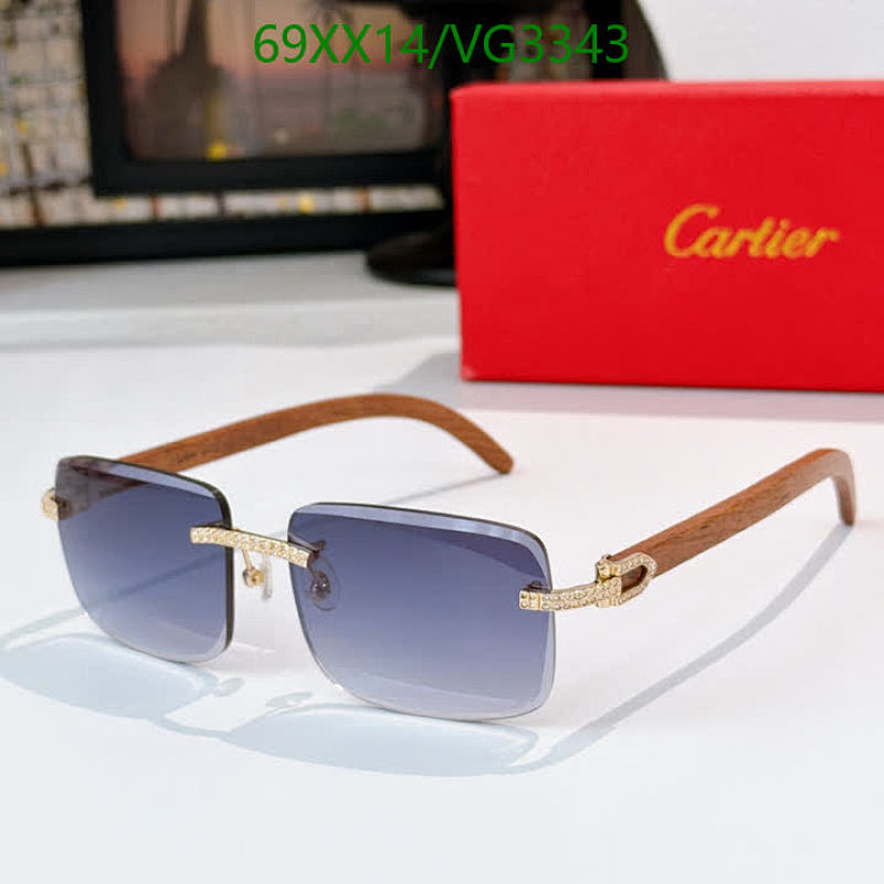 Cartier Rimless Wood-Grain Temple Sunglasses with Gradient Lenses and Gold Accents