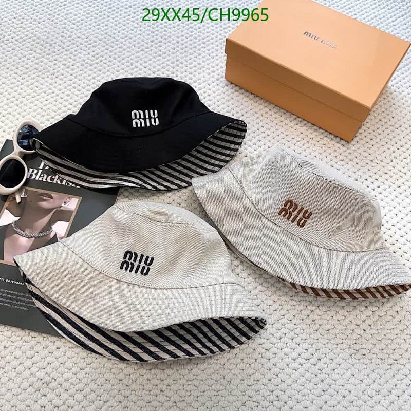 Miu Miu Reversible Bucket Hat - Black & Beige Striped Cotton Blend