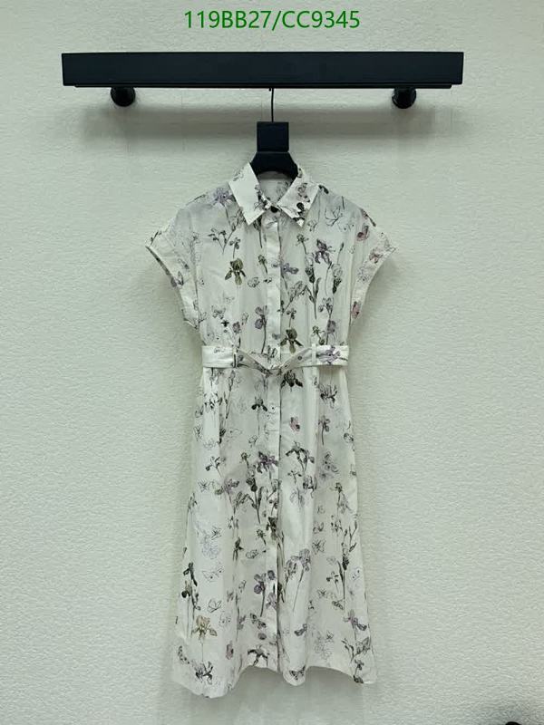 Dior Women's Floral Print Cotton Short Sleeve Midi Dress White