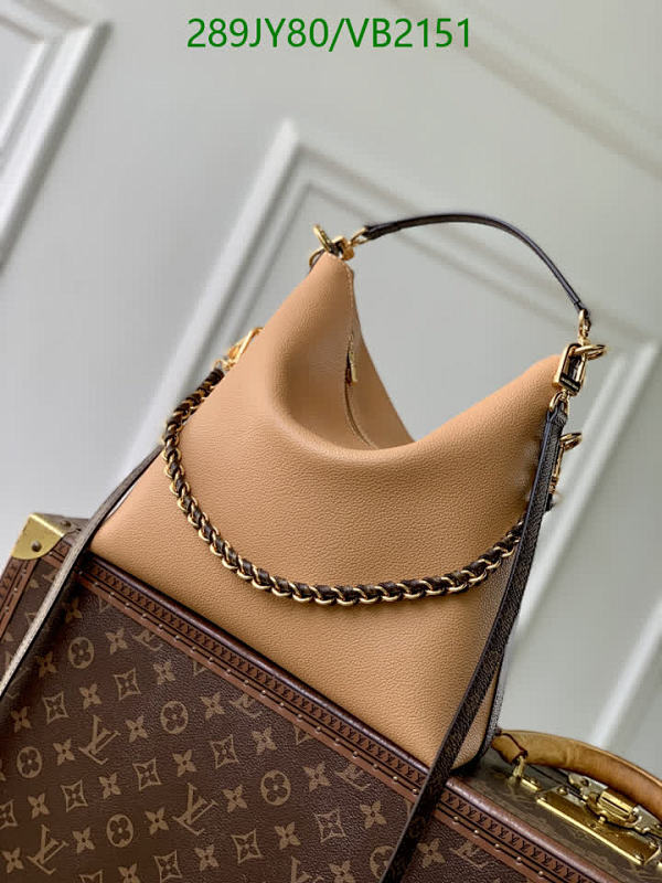Louis Vuitton Hobo Bag with Monogram Canvas & Leather Trim - Elegant Shoulder Carry