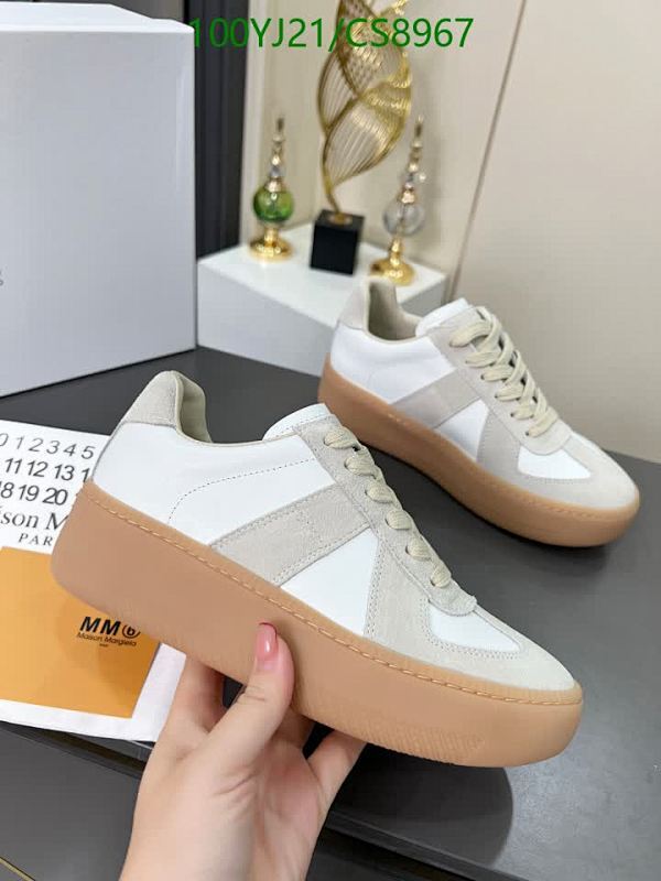 MM6 Women's White & Beige Suede Low-Top Sneakers