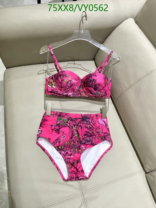 Dior Women's Vibrant Pink Tropical Print High-Waisted Bikini Swimsuit 2 Dior Women's Vibrant Pink Tropical Print High-Waisted Bikini Swimsuit