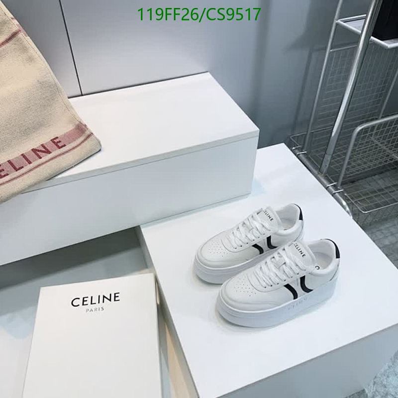 Celine Women's Low-Top Sneakers - White Leather Platform Shoes