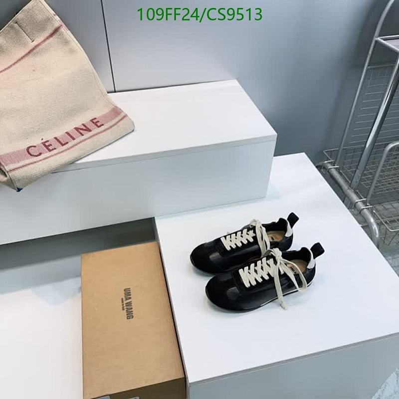 UMA Wang Women's Black Leather Lace-Up Fashion Sneakers