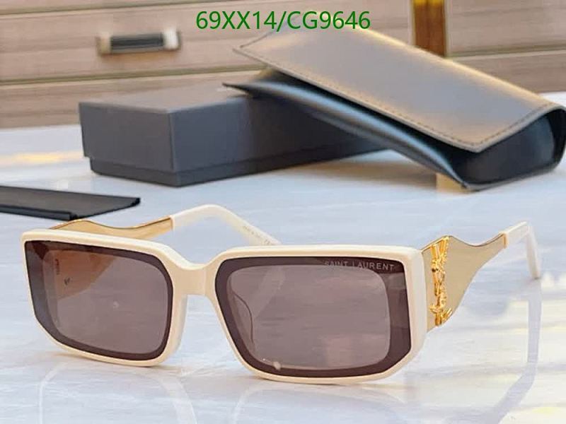 Yves Saint Laurent Women's Rectangular Sunglasses, Beige/Gold