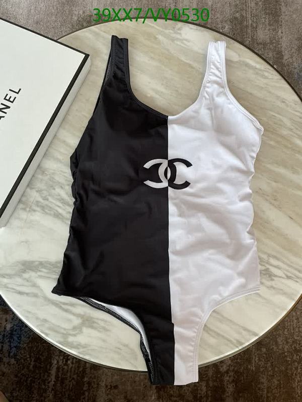 Chanel Two-Tone Swimsuit Stylish Black & White One-Piece Bathing Suit