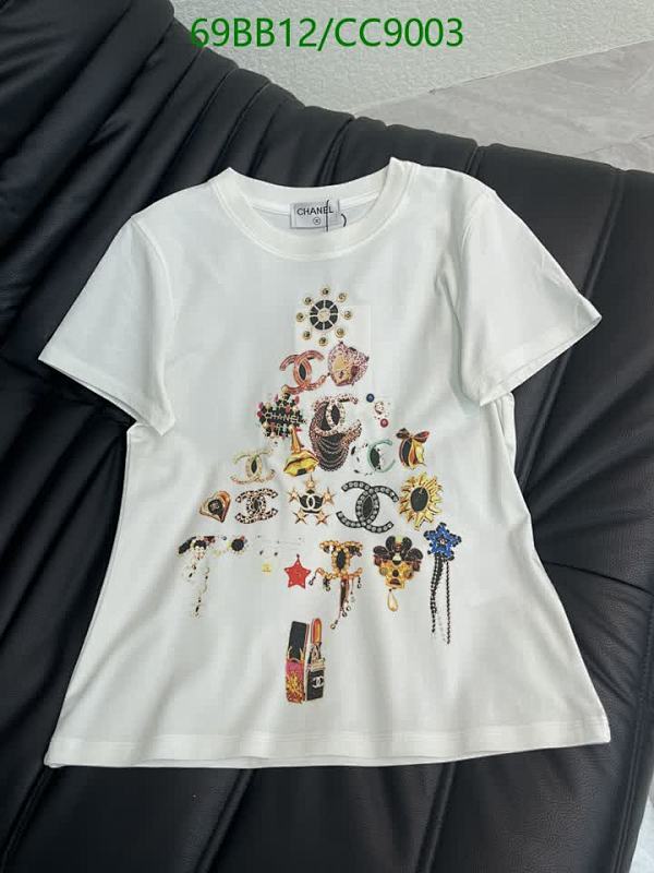 Chanel CC Logo Graphic Cotton T-Shirt White