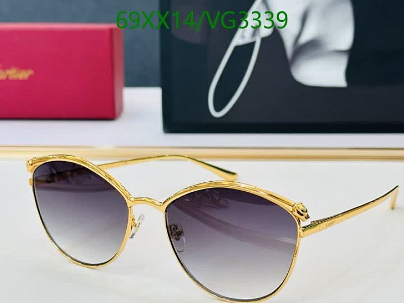 Cartier VG3339 Gold-Tone Cat-Eye Sunglasses with Gradient Lenses