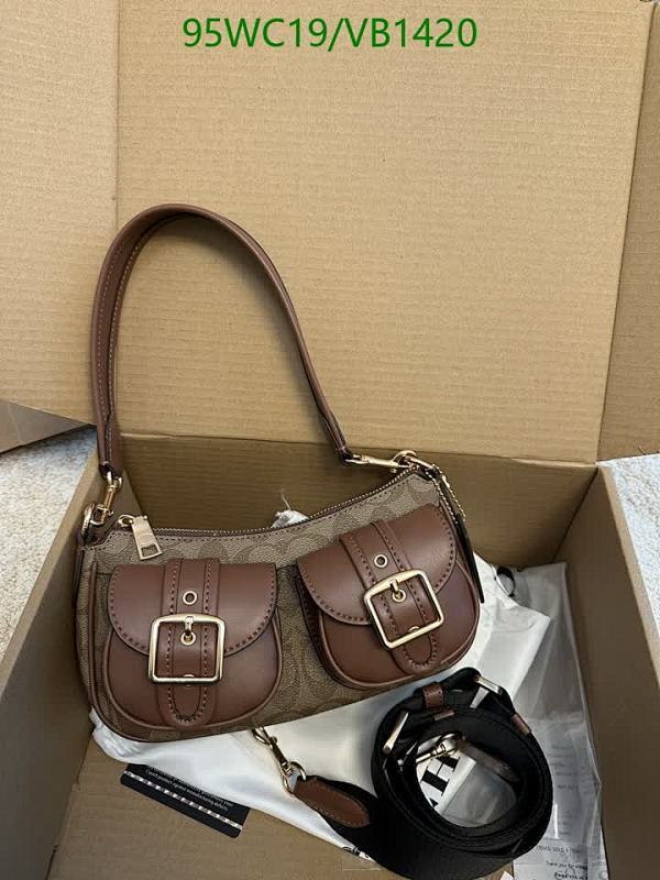 Chic Coach Signature Canvas Shoulder Bag with Genuine Leather Accents
