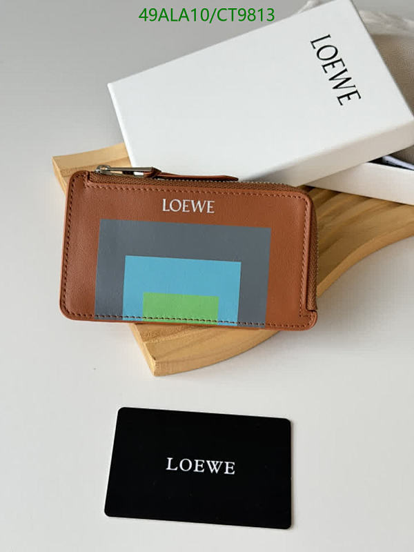 Loewe Geometric Print Leather Zippered Card Holder Wallet