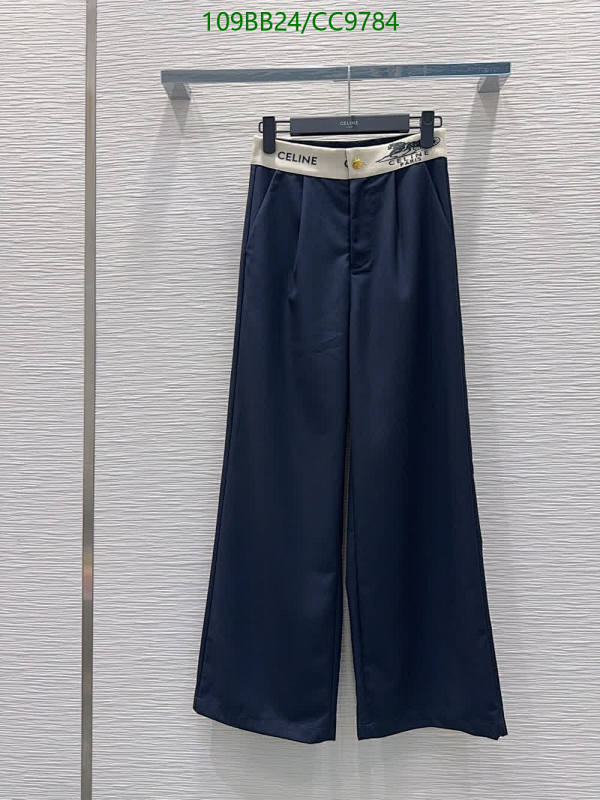 Celine Wide-Leg Trousers with Signature Waistband